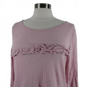 J Crew Womens Scoop Neck Blush Pink Ruffled Blouse Shirt Medium